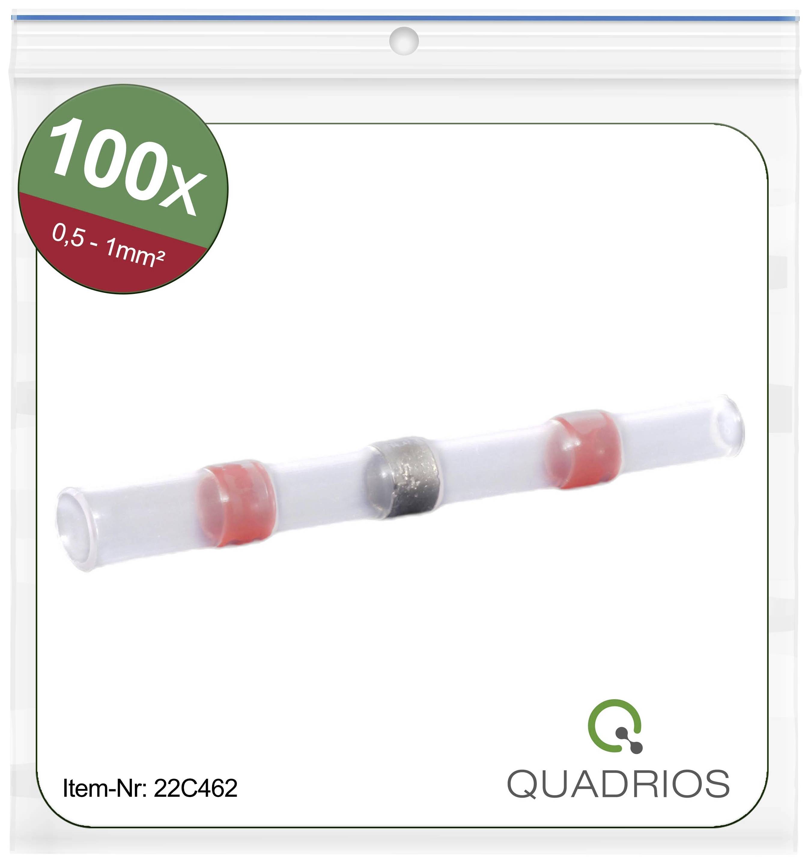Quadrios 22C462 Stoßverbinder mit Schrumpfschlauch 0.5 mm² 1.0 mm² Vollisoliert Rot 1 Set