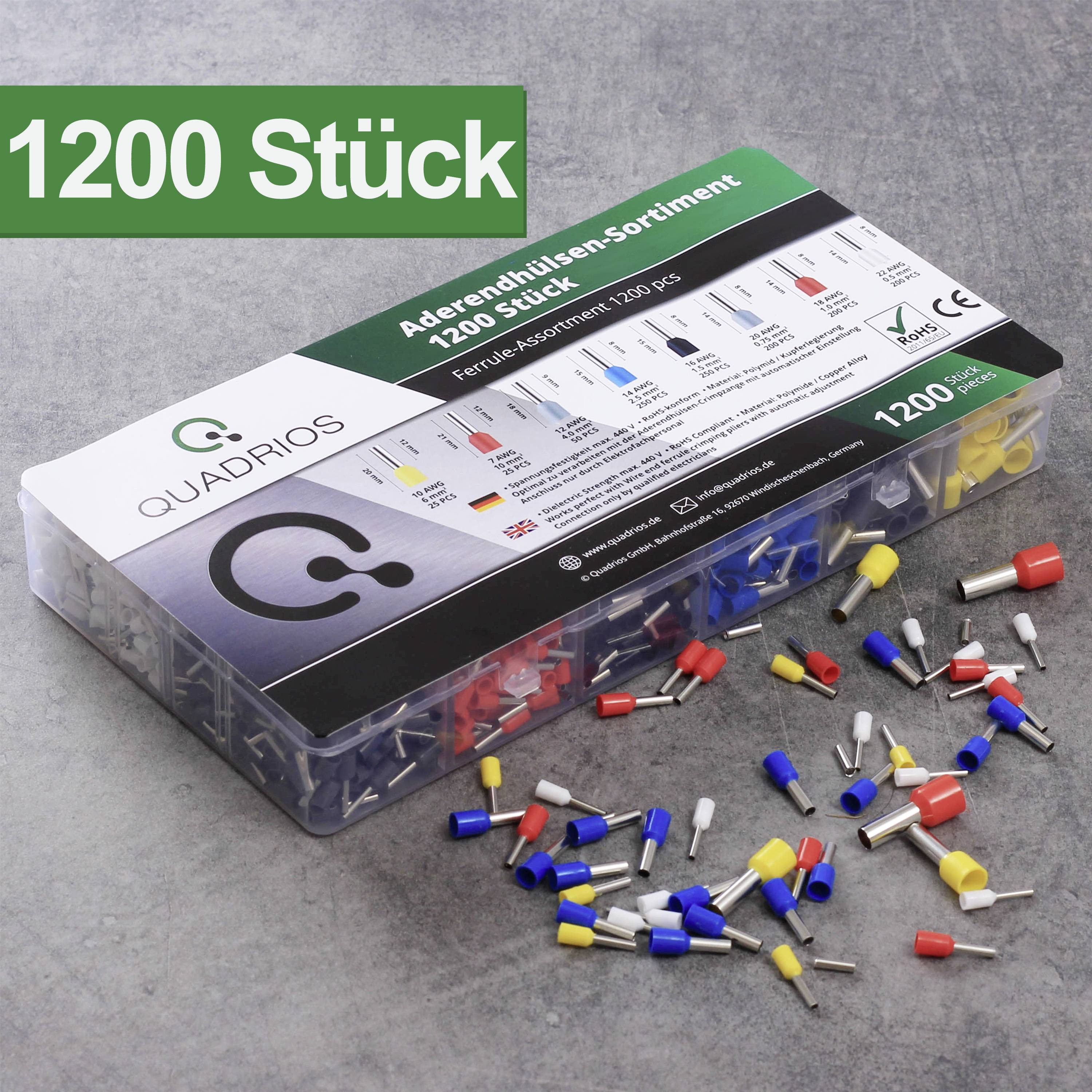 Quadrios 22T009 22T009 Crimpzangen-Set Aderendhülsen 0.25 bis 10mm² Inkl. Aderendhülsensortiment