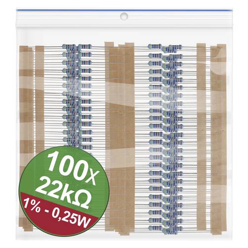 Quadrios 22P051 22P051 Metallschicht-Widerstand Sortiment 22 kΩ axial bedrahtet 0207 0.25 W 1 % 1 S