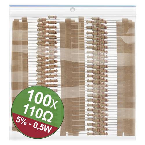 Quadrios 22P110 22P110 Kohleschicht-Widerstand Sortiment 100 Ω axial bedrahtet 0.5 W 5 % 1 Set