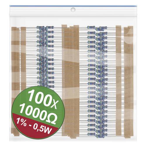 Quadrios 22P092 22P092 Metallschicht-Widerstand Sortiment 1 kΩ axial bedrahtet 0.5 W 1 % 1 Set