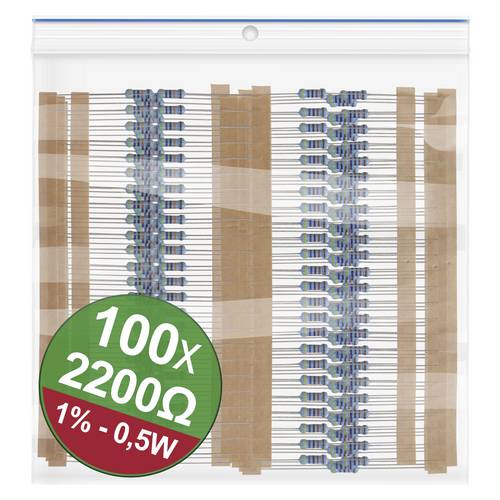 Quadrios 22P094 22P094 Metallschicht-Widerstand Sortiment 2.2 kΩ axial bedrahtet 0.5 W 1 % 1 Set