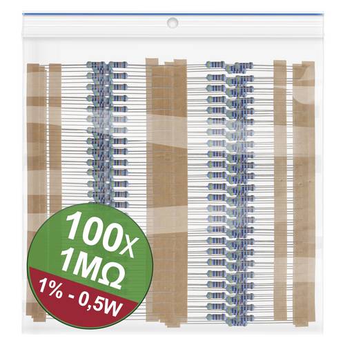 Quadrios 22P103 22P103 Metallschicht-Widerstand Sortiment 1 MΩ axial bedrahtet 0.5 W 1 % 1 Set