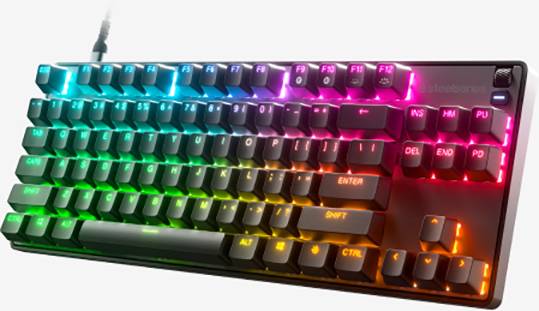 Steelseries Apex 9 TKL USB Gaming-Tastatur Deutsch, QWERTZ Schwarz Abnehmbares Kabel, Beleuchtet, Integrierter Profilspeicher