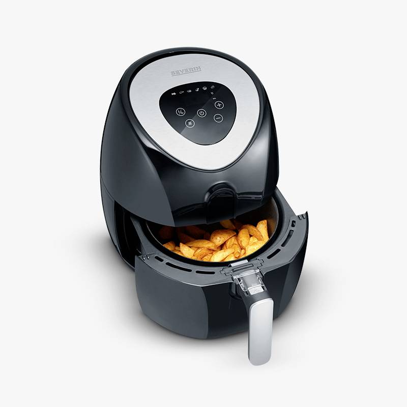 Severin 2430 Heißluft-Fritteuse 3.2 l 1500 W Edelstahl (gebürstet), Schwarz