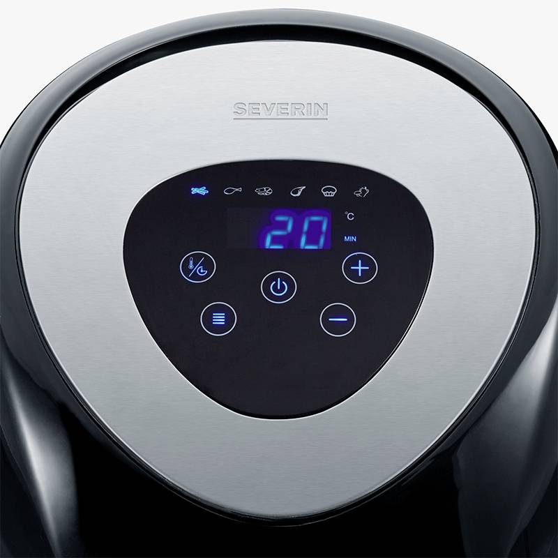 Severin 2430 Heißluft-Fritteuse 3.2 l 1500 W Edelstahl (gebürstet), Schwarz