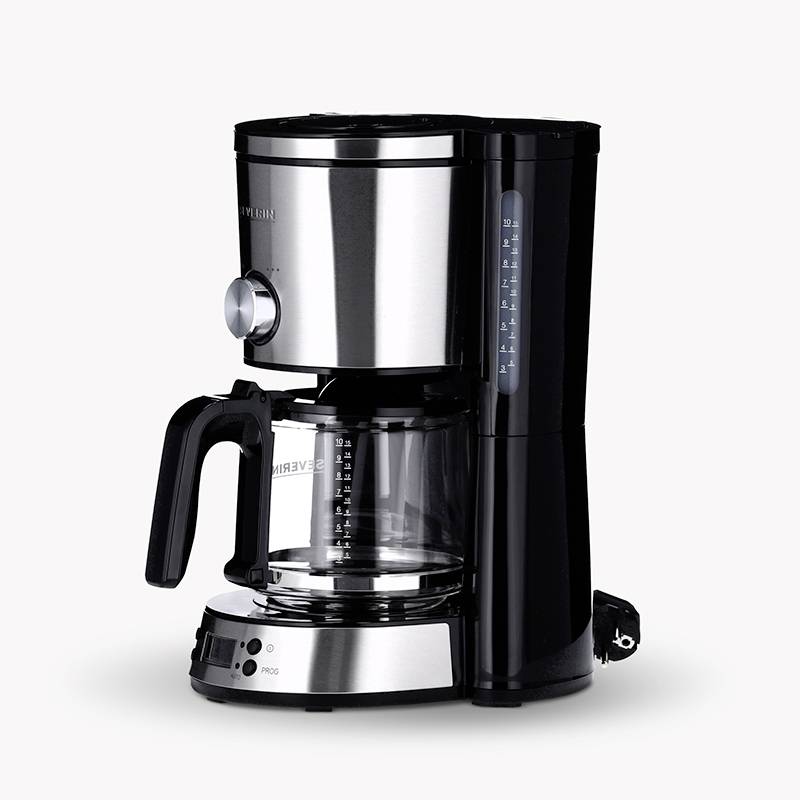 Severin 4826 Kaffeemaschine Edelstahl (gebürstet), Schwarz Fassungsvermögen Tassen=10 Timerfunktion, Warmhaltefunktion, Glaskanne