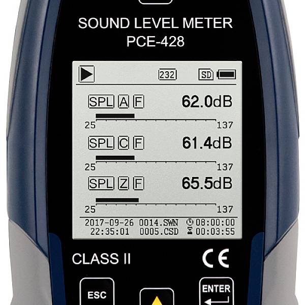 PCE Instruments Schallpegel-Messgerät Datenlogger PCE-428-KIT-N 25 - 136 dB 20Hz - 12.5kHz USB