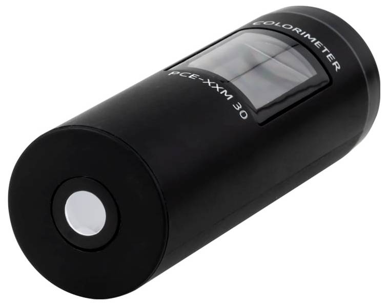 Schwarzes zylindrisches Kolorimeter-Gerät mit der Beschriftung „COLORIMETER PCE-XTM 30