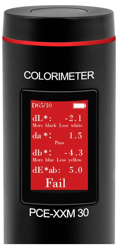 Tragbares schwarzes Farbmessgerät mit der Bezeichnung „COLORIMETER