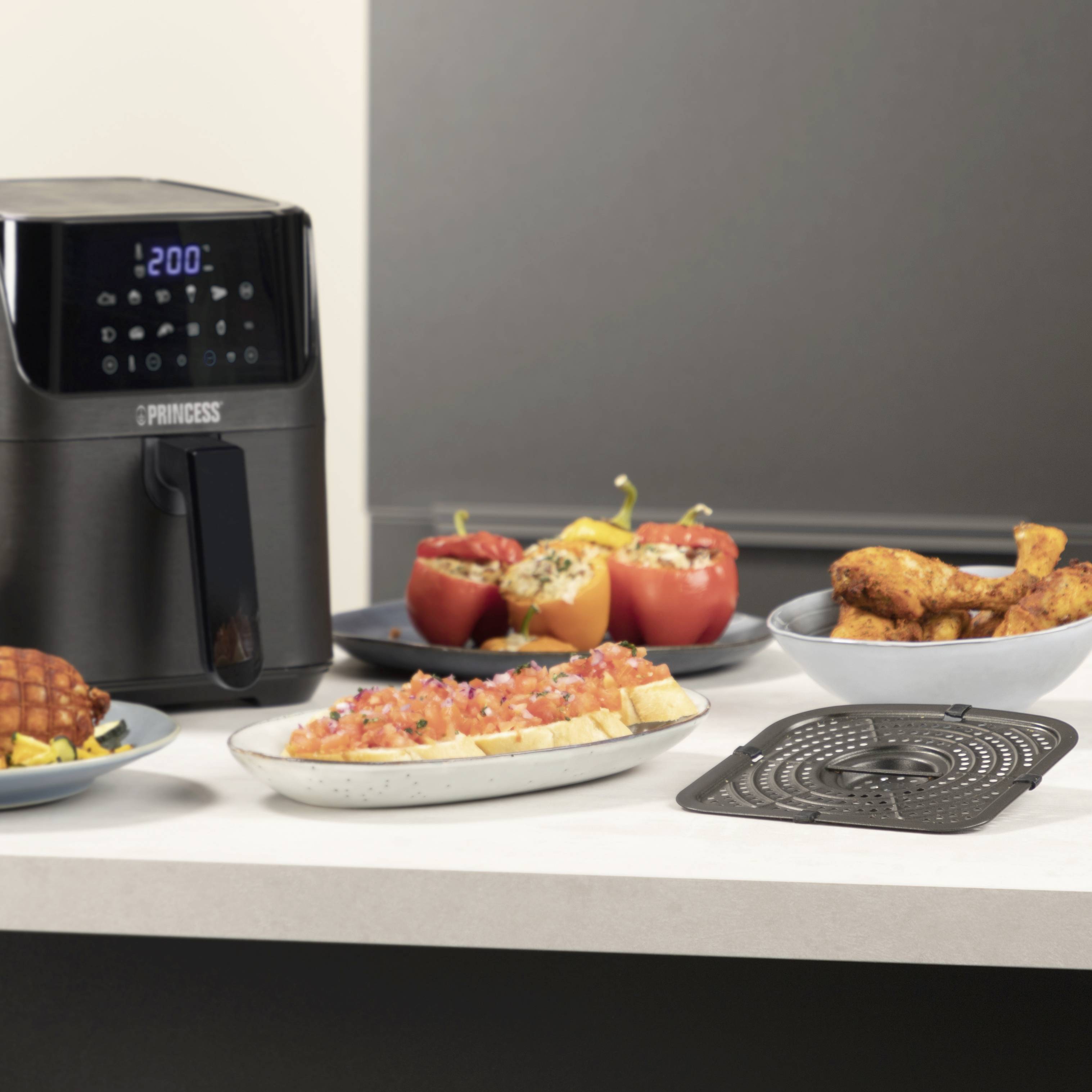 Princess 01.182024.01.001 Heißluft-Fritteuse 3.5l 1350W Antihaftbeschichtung, mit Display, Überhitzungsschutz, Timerfunktion