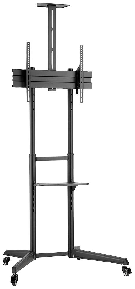 Mobiler TV-Ständer auf Rollen, höhenverstellbar, faltbares Design, geeignet für Flachbildfernseher.