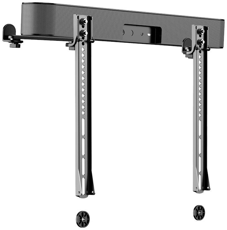 Wandhalterung für eine Soundbar, bestehend aus zwei vertikalen, höhenverstellbaren Halterungen und einem waagrechten Querträger.