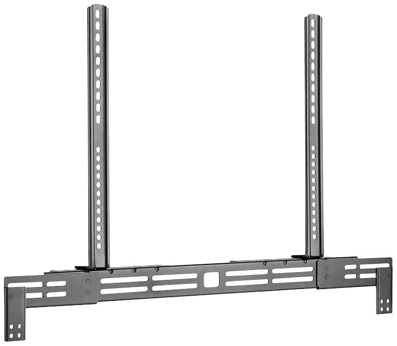 Wandhalterung für Fernseher mit vertikal verstellbaren Schienen und mehreren Befestigungspunkten zur sicheren Montage.
