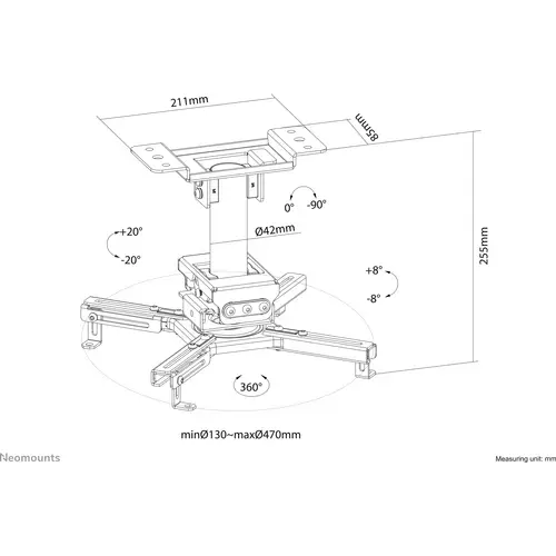 Neomounts CL25-530BL1 Beamer-Deckenhalterung Deckenhalter, Neigbar+Schwenkbar, Rotierbar Schwarz Neomounts CL25-530BL1 Beamer-Deckenhalterung Deckenhalter, Neigbar+Schwenkbar, Rotierbar Schwarz
