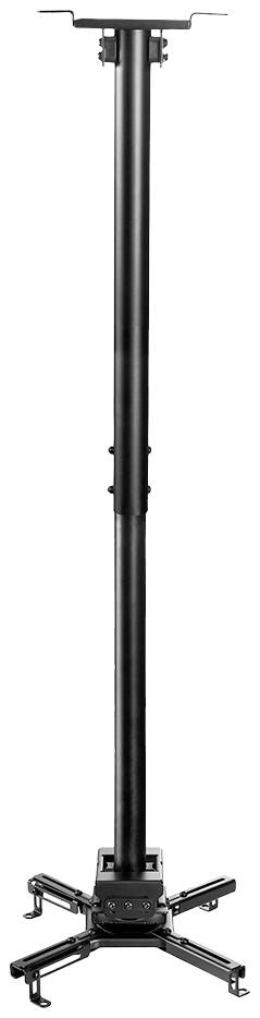 Projektor-Deckenhalterung mit verstellbarem Teleskoparm in Schwarz, anpassbar für unterschiedliche Deckenhöhen.