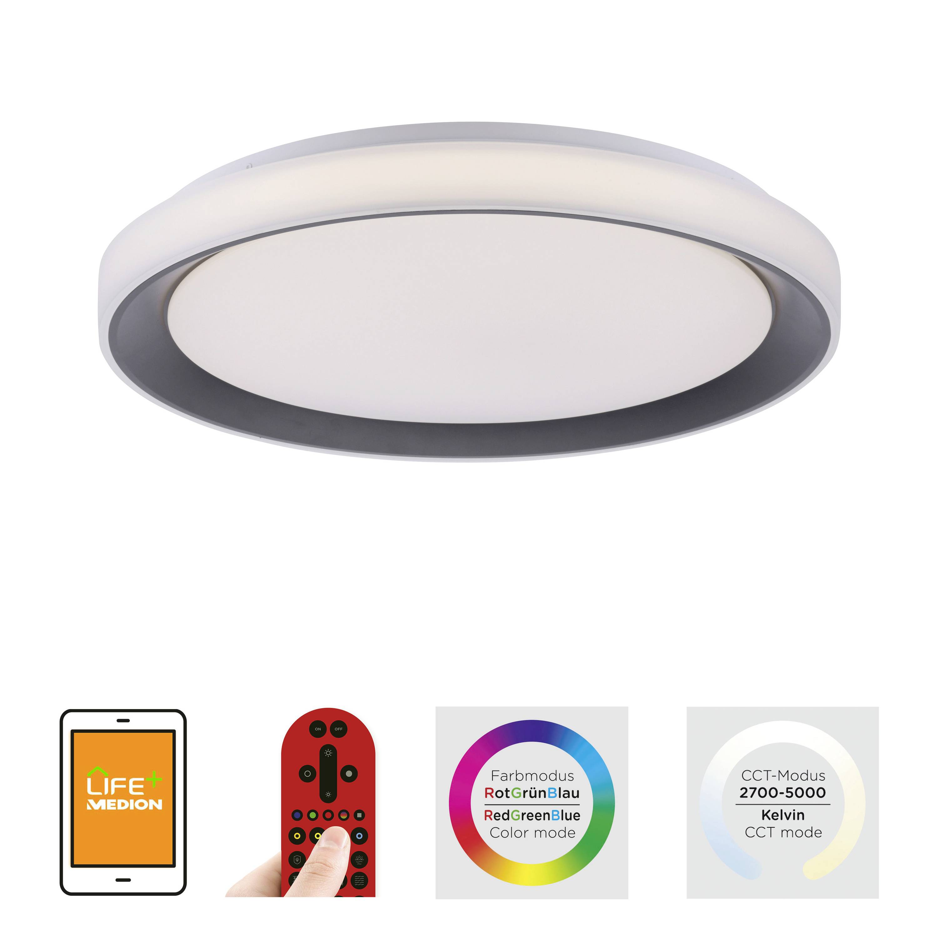 Just Light 14659-18 LED-Deckenleuchte LED 24W Weiß, Schwarz