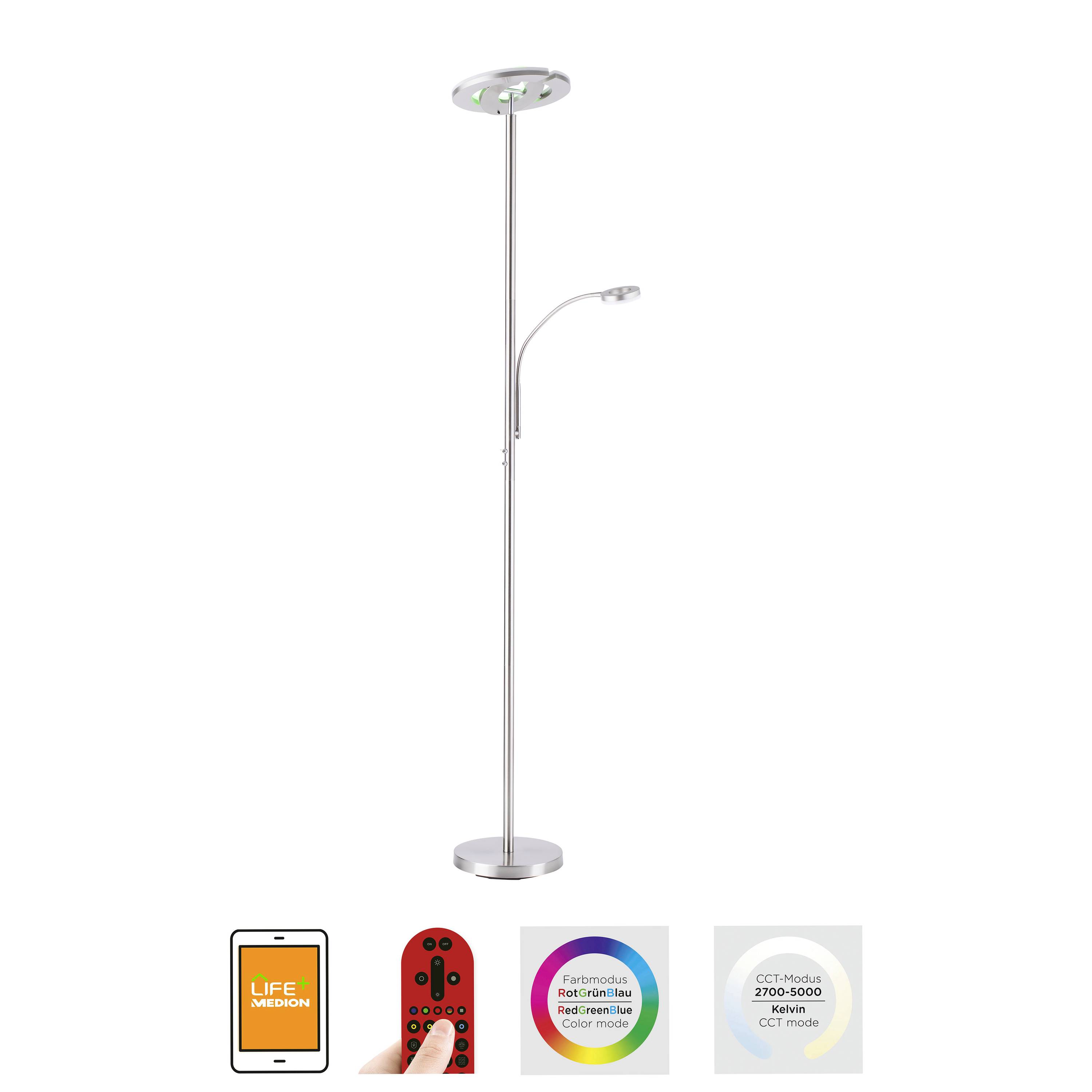 Just Light 11858-55 LED-Stehlampe mit Leseleuchte LED 28W Stahl