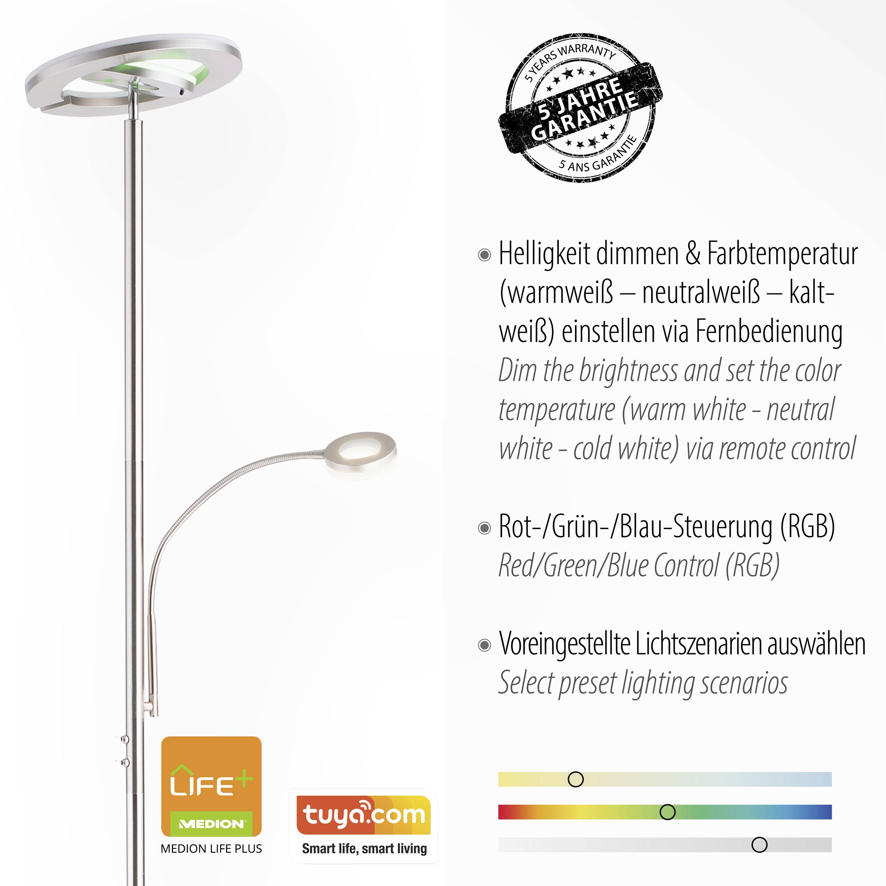 Just Light 11858-55 LED-Stehlampe mit Leseleuchte LED 28W Stahl