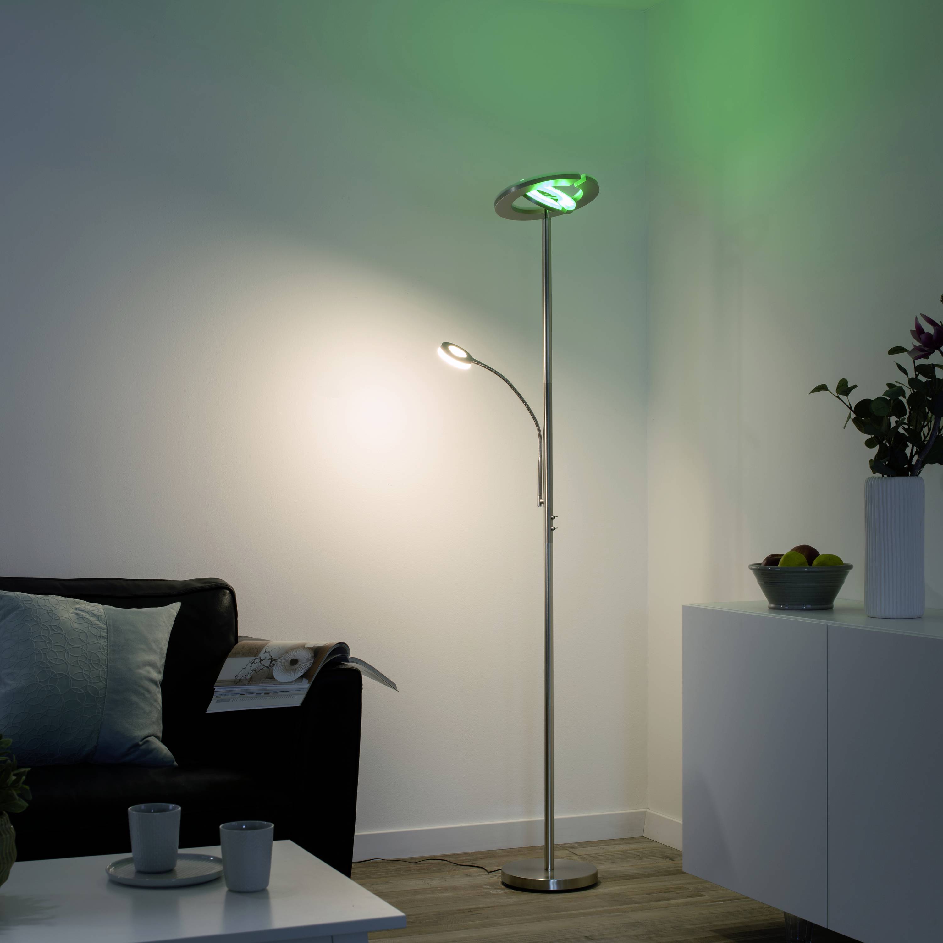 Just Light 11858-55 LED-Stehlampe mit Leseleuchte LED 28W Stahl