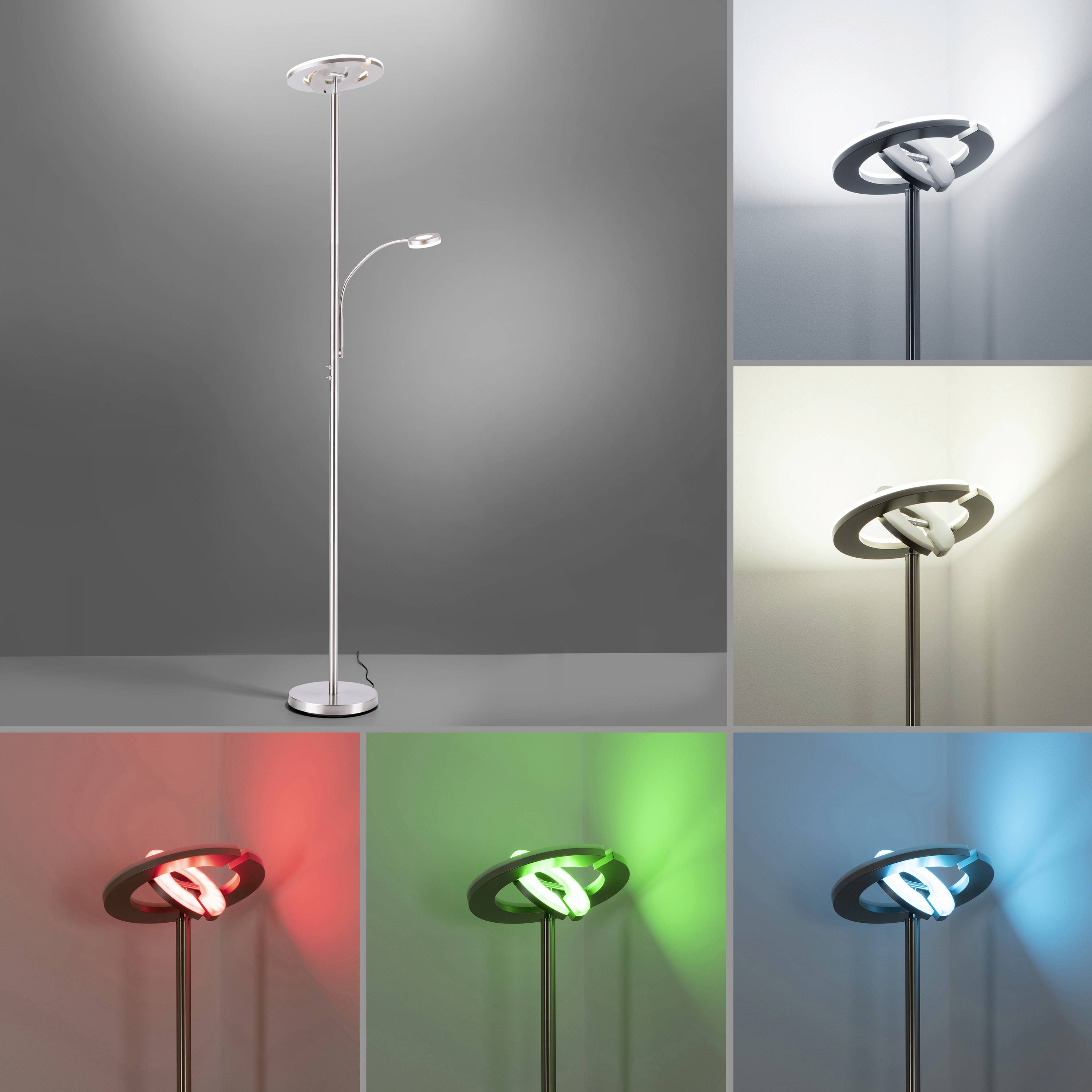 Just Light 11858-55 LED-Stehlampe mit Leseleuchte LED 28W Stahl