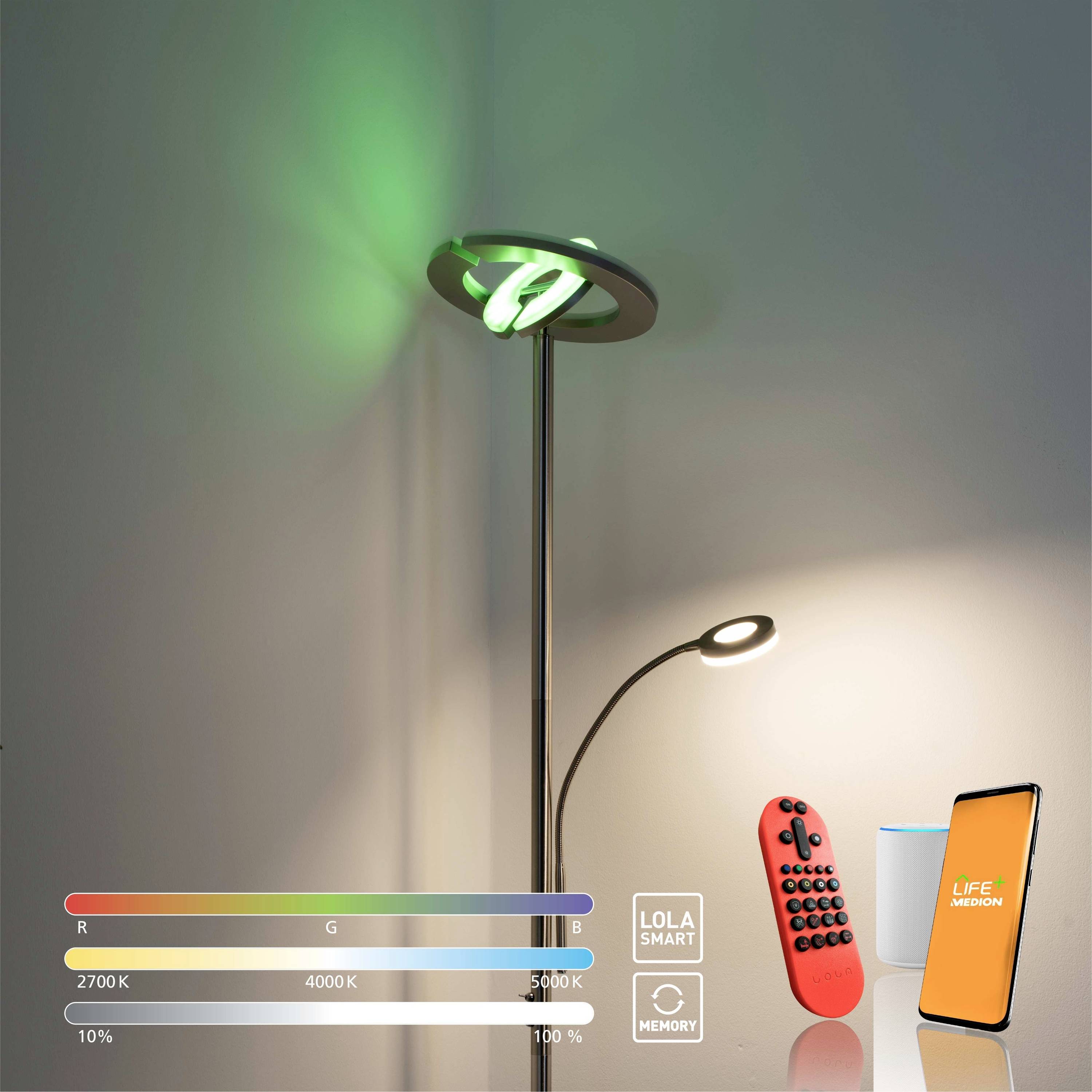 Just Light 11858-55 LED-Stehlampe mit Leseleuchte LED 28W Stahl