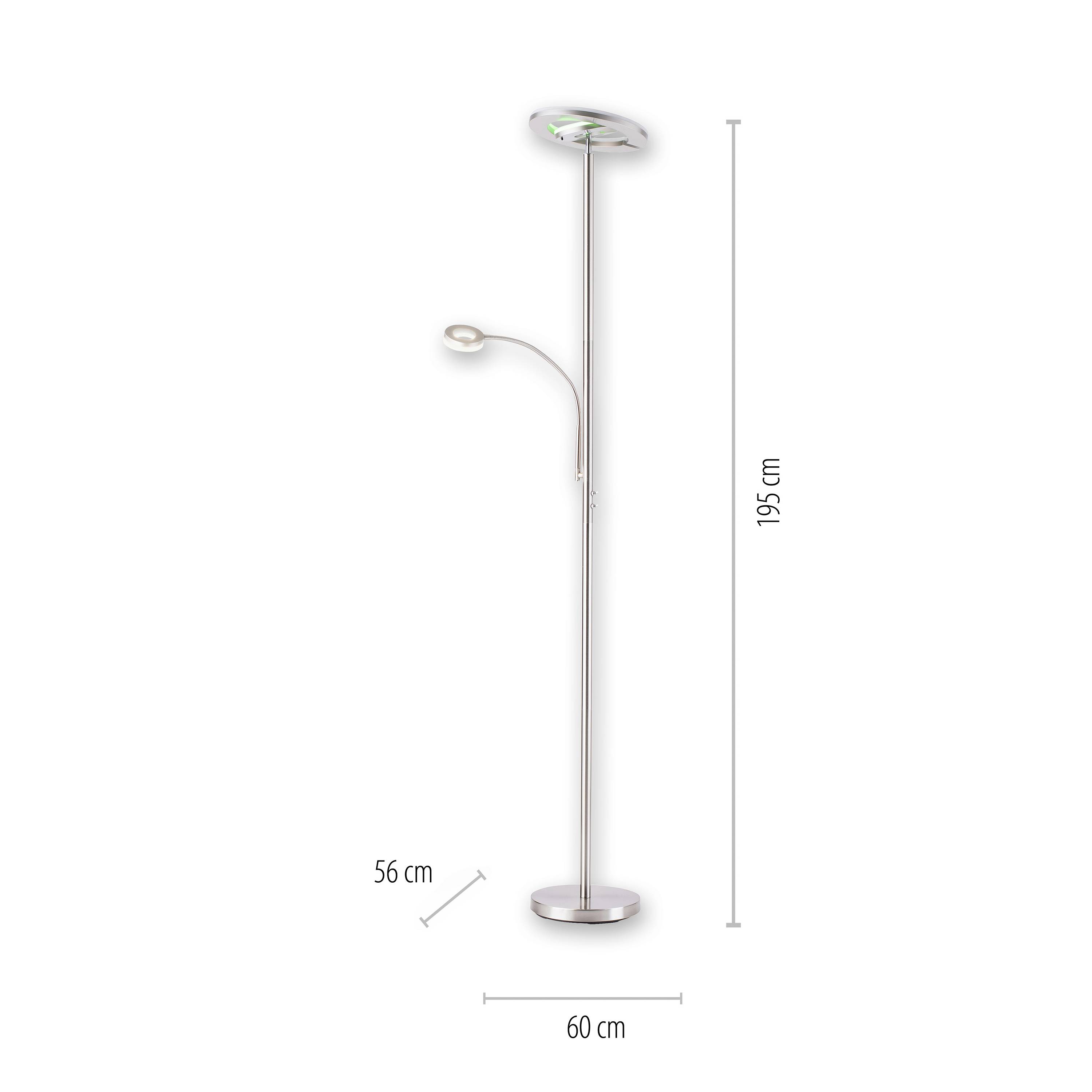 Just Light 11858-55 LED-Stehlampe mit Leseleuchte LED 28W Stahl