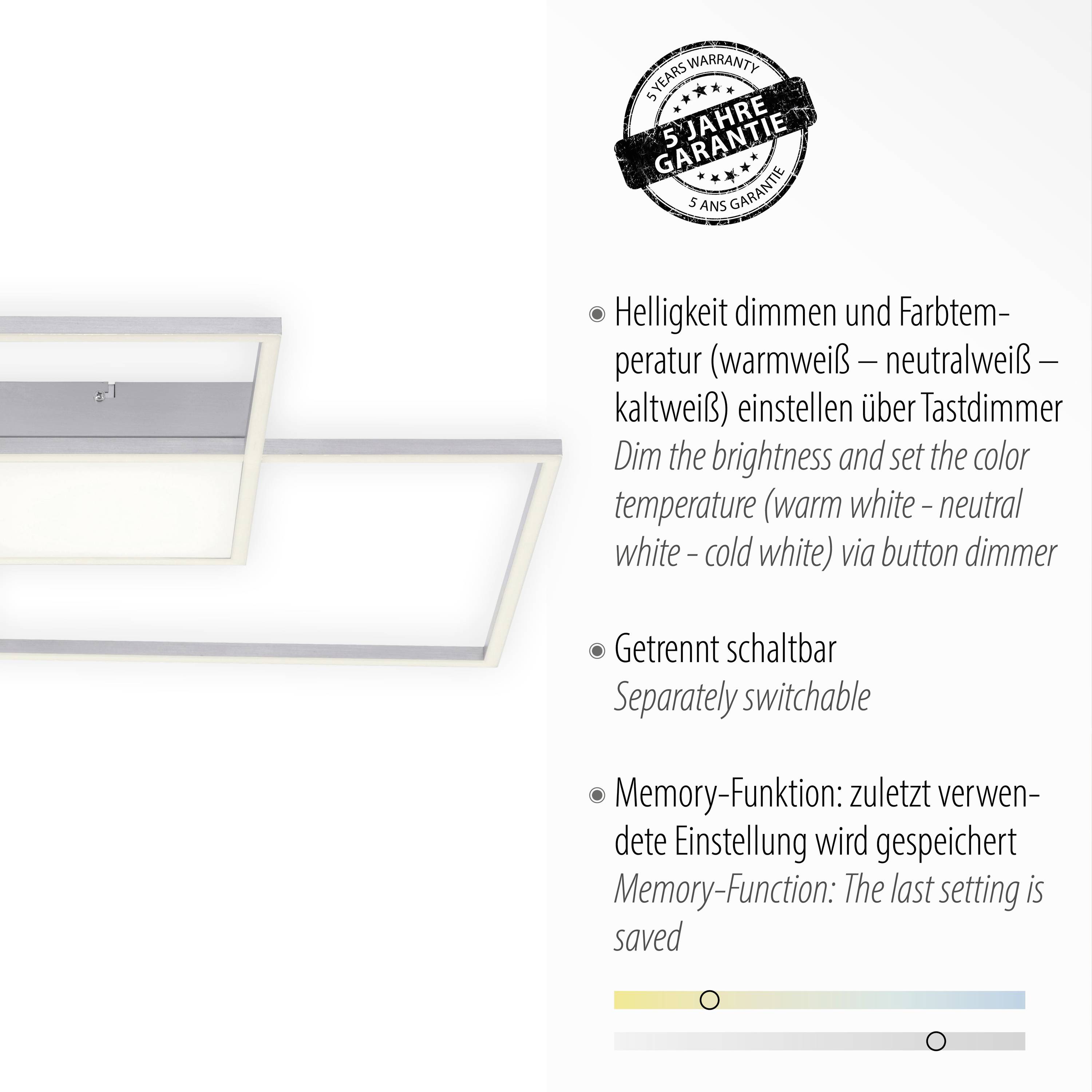 Just Light 14712-55 LED-Deckenleuchte LED 50W Stahl