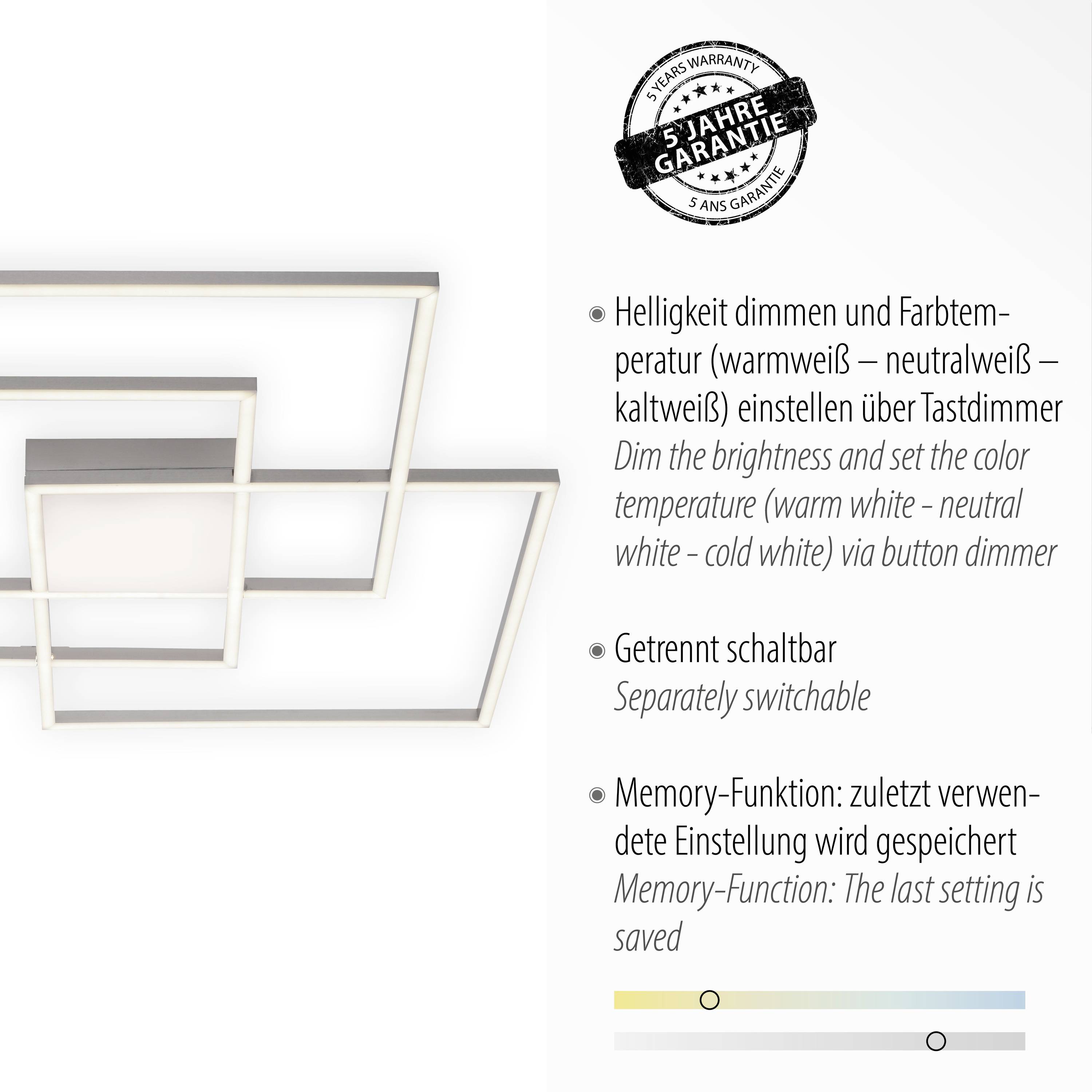 Just Light 14713-55 LED-Deckenleuchte LED 48W Stahl