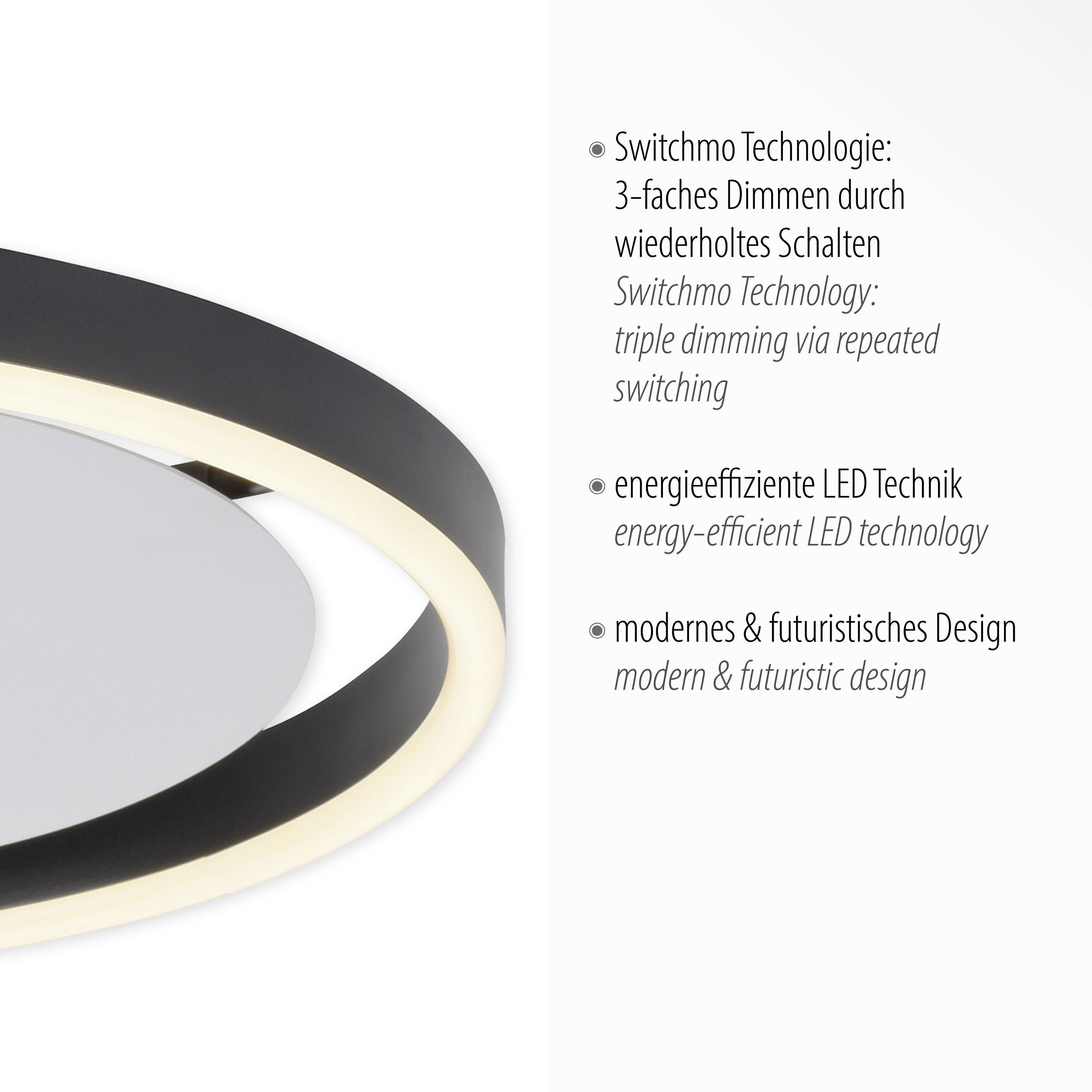 Just Light 15391-13 LED-Deckenleuchte LED 23.5W Anthrazit
