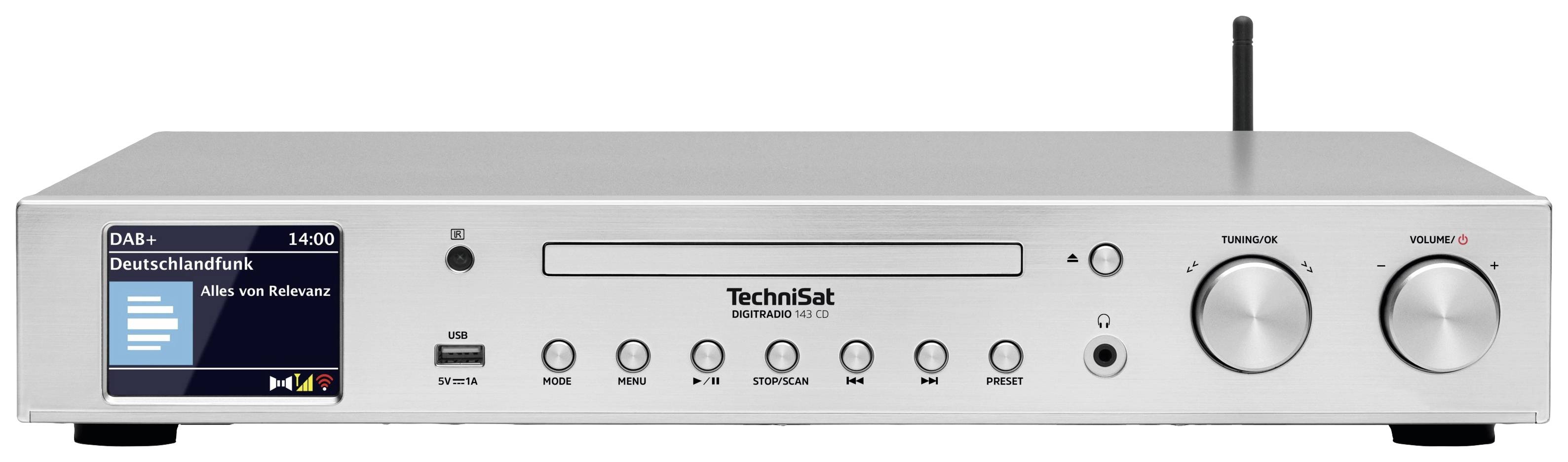 TechniSat DIGITRADIO 143 CD Radio-Adapter DAB, DAB+, Internet, UKW AUX, Bluetooth®, CD, USB, WLAN, Internetradio Inkl