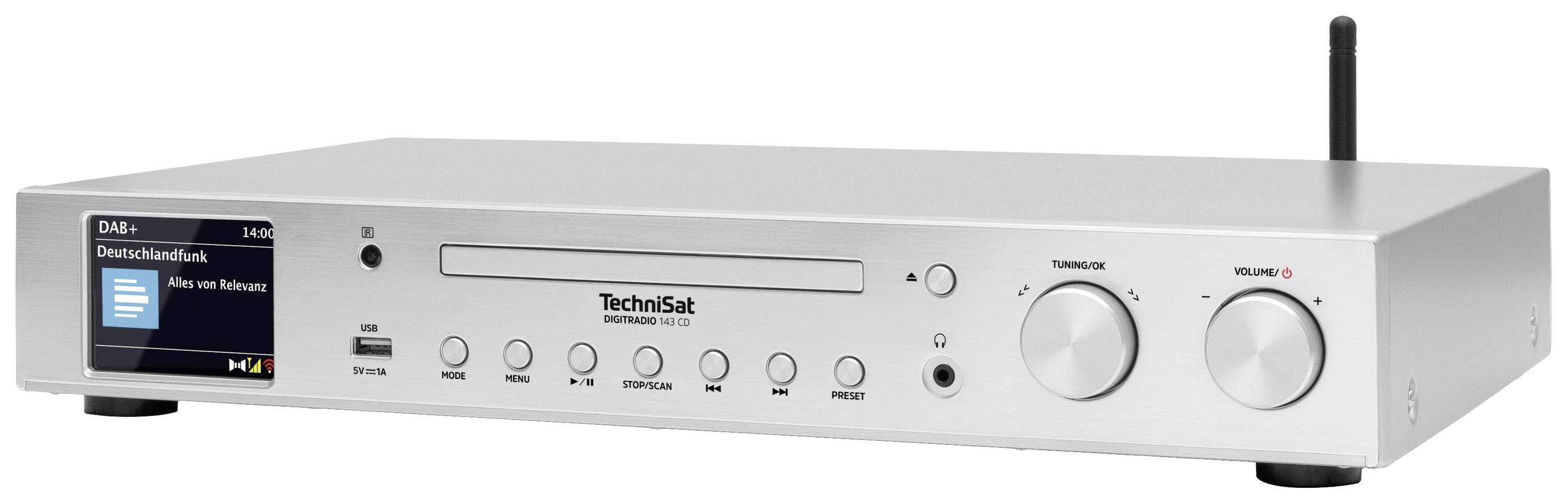 TechniSat DIGITRADIO 143 CD Radio-Adapter DAB, DAB+, Internet, UKW AUX, Bluetooth®, CD, USB, WLAN