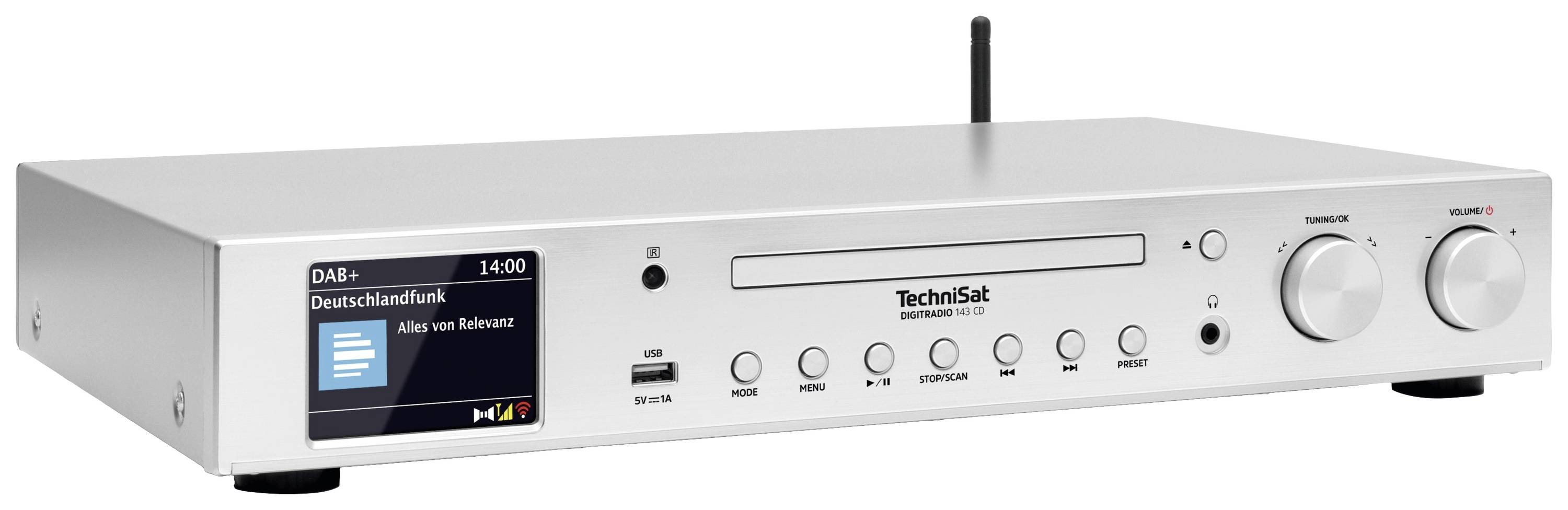 TechniSat DIGITRADIO 143 CD Radio-Adapter DAB, DAB+, Internet, UKW AUX, Bluetooth®, CD, USB, WLAN, Internetradio Inkl