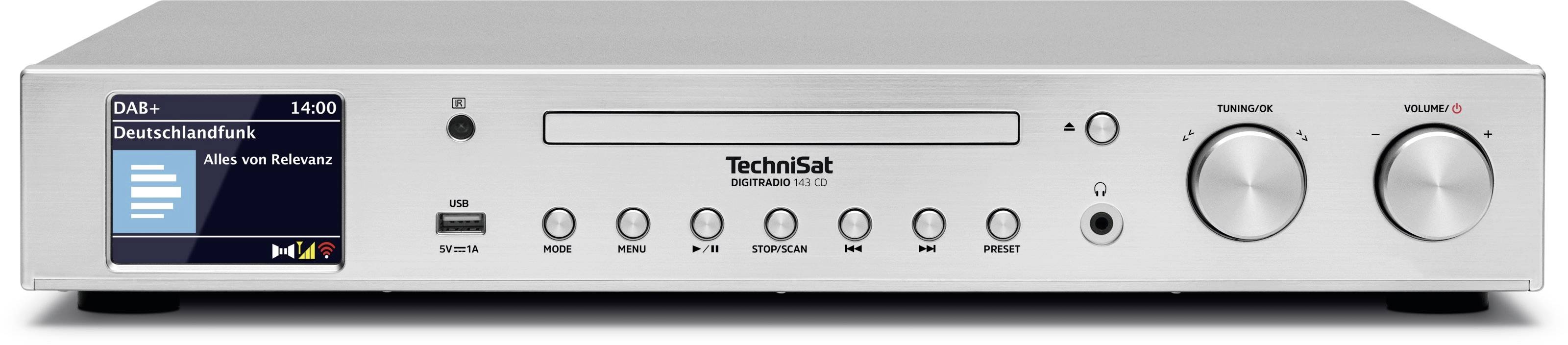 TechniSat DIGITRADIO 143 CD Radio-Adapter DAB, DAB+, Internet, UKW AUX, Bluetooth®, CD, USB, WLAN, Internetradio Inkl