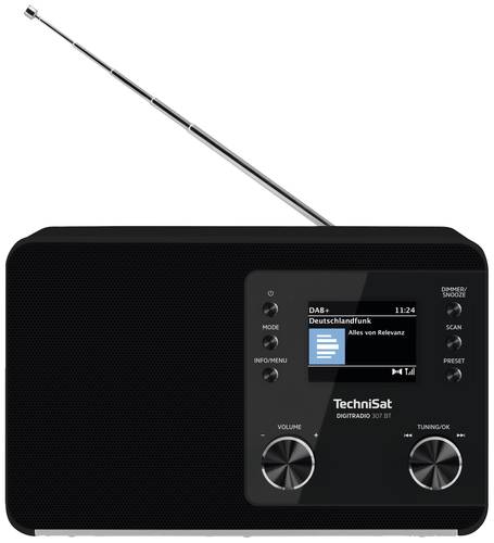 TechniSat DIGITRADIO 307 BT Tischradio DAB, DAB+, UKW AUX, Bluetooth® Weckfunktion Schwarz