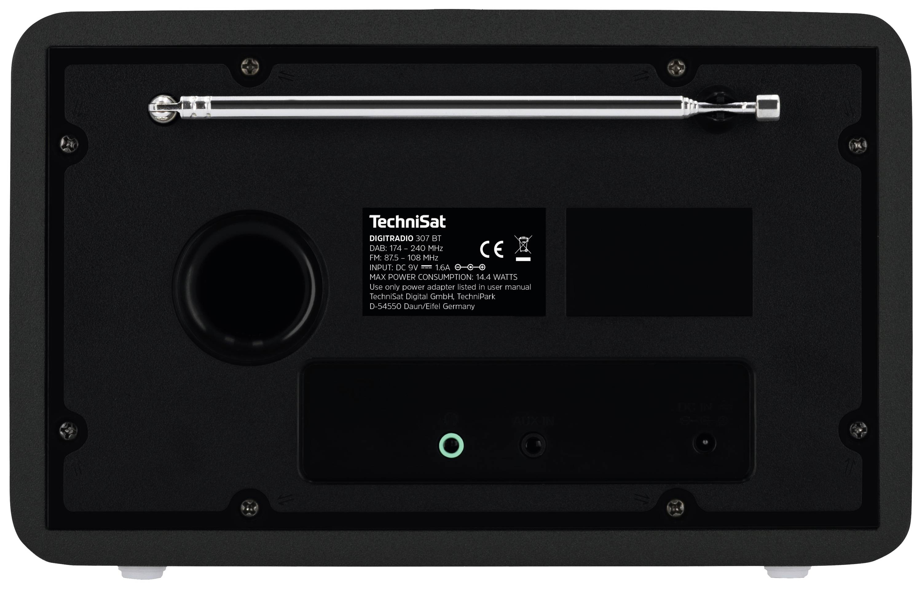 TechniSat DIGITRADIO 307 BT Tischradio DAB, DAB+, UKW AUX, Bluetooth® Weckfunktion Schwarz