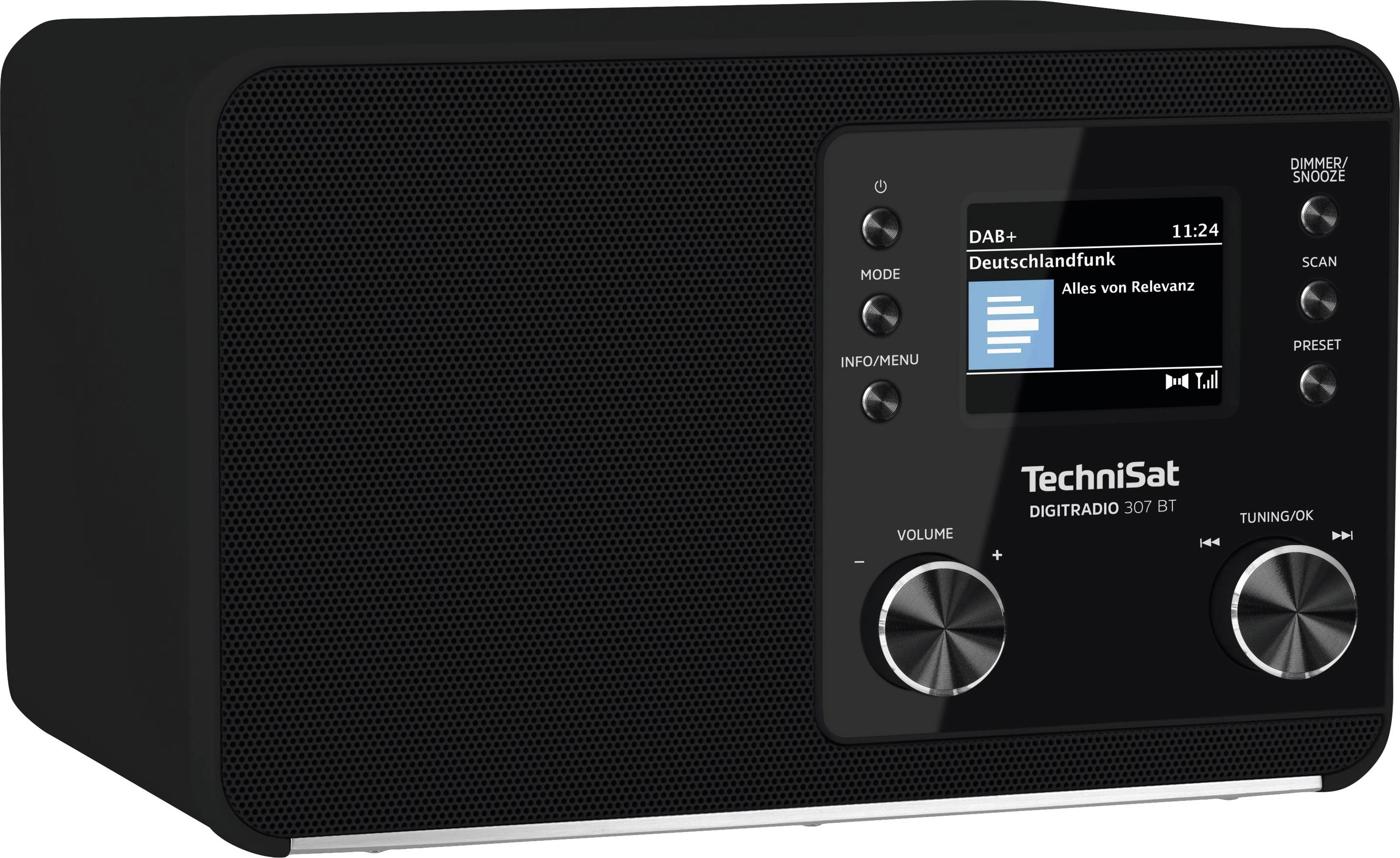 TechniSat DIGITRADIO 307 BT Tischradio DAB, DAB+, UKW AUX, Bluetooth® Weckfunktion Schwarz