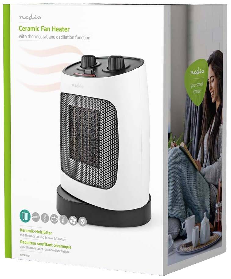 Nedis HTFA19WT Keramik-Heizlüfter HTFA19WT 20 m² Weiß, Grau