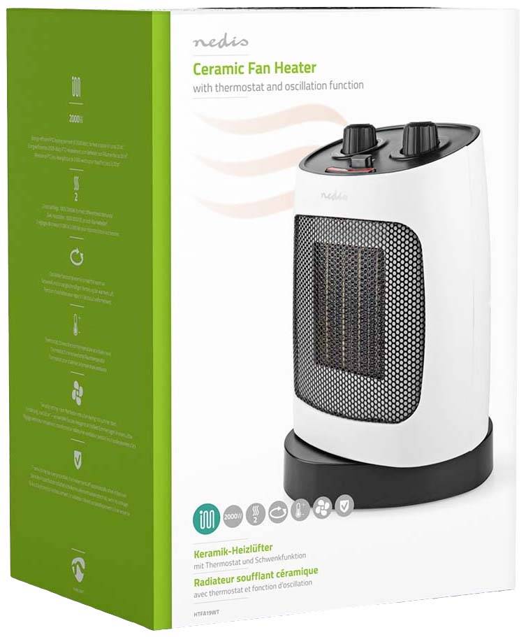 Nedis HTFA19WT Keramik-Heizlüfter HTFA19WT 20 m² Weiß, Grau