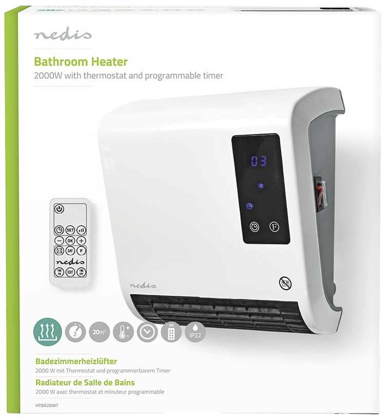 Nedis HTBA20WT Keramik-Heizlüfter HTBA20WT 20m² Weiß, Grau