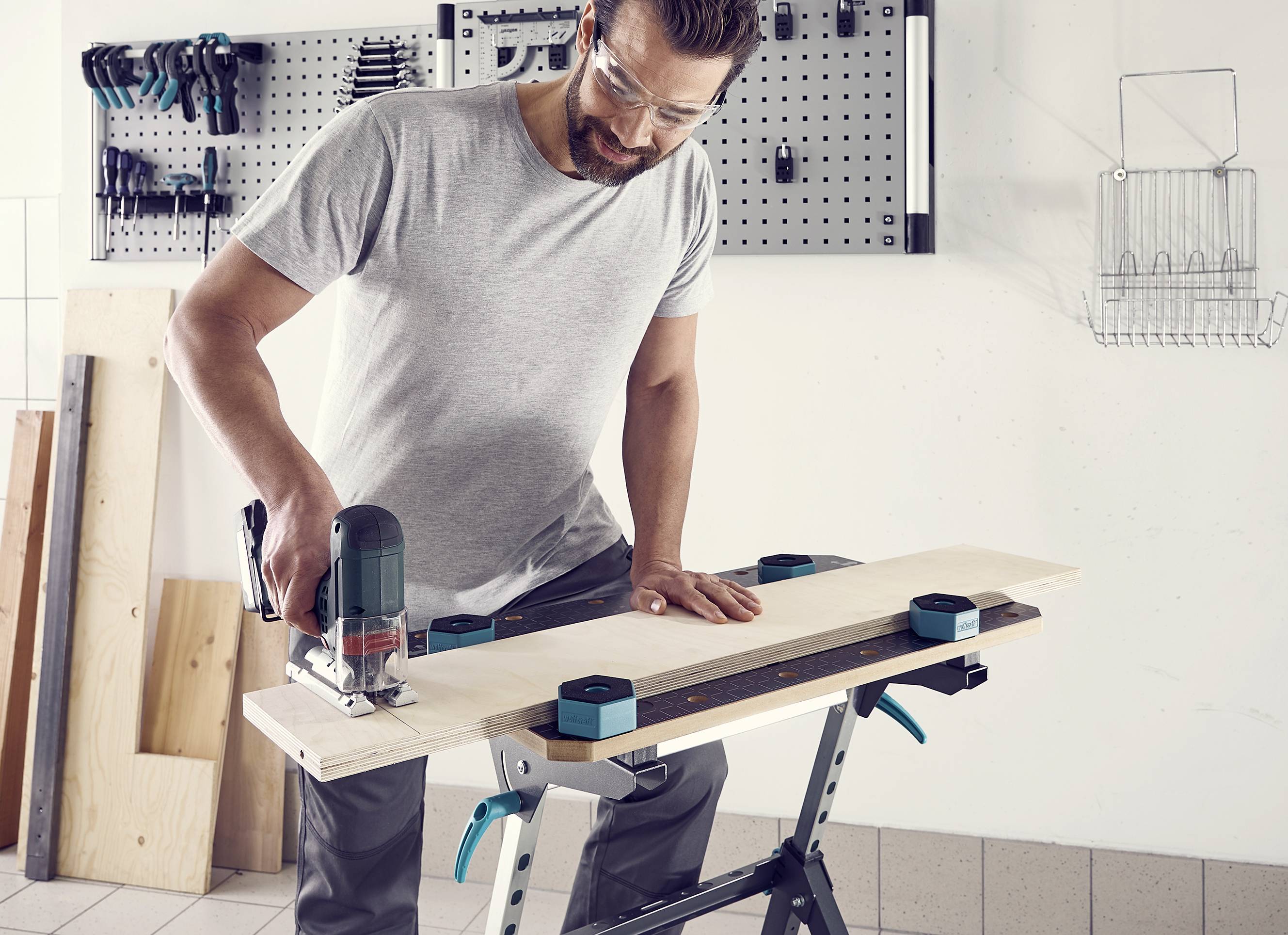 Wolfcraft 6892000 4 Multifunktionale Werkstückauflagen Werkstückauflage