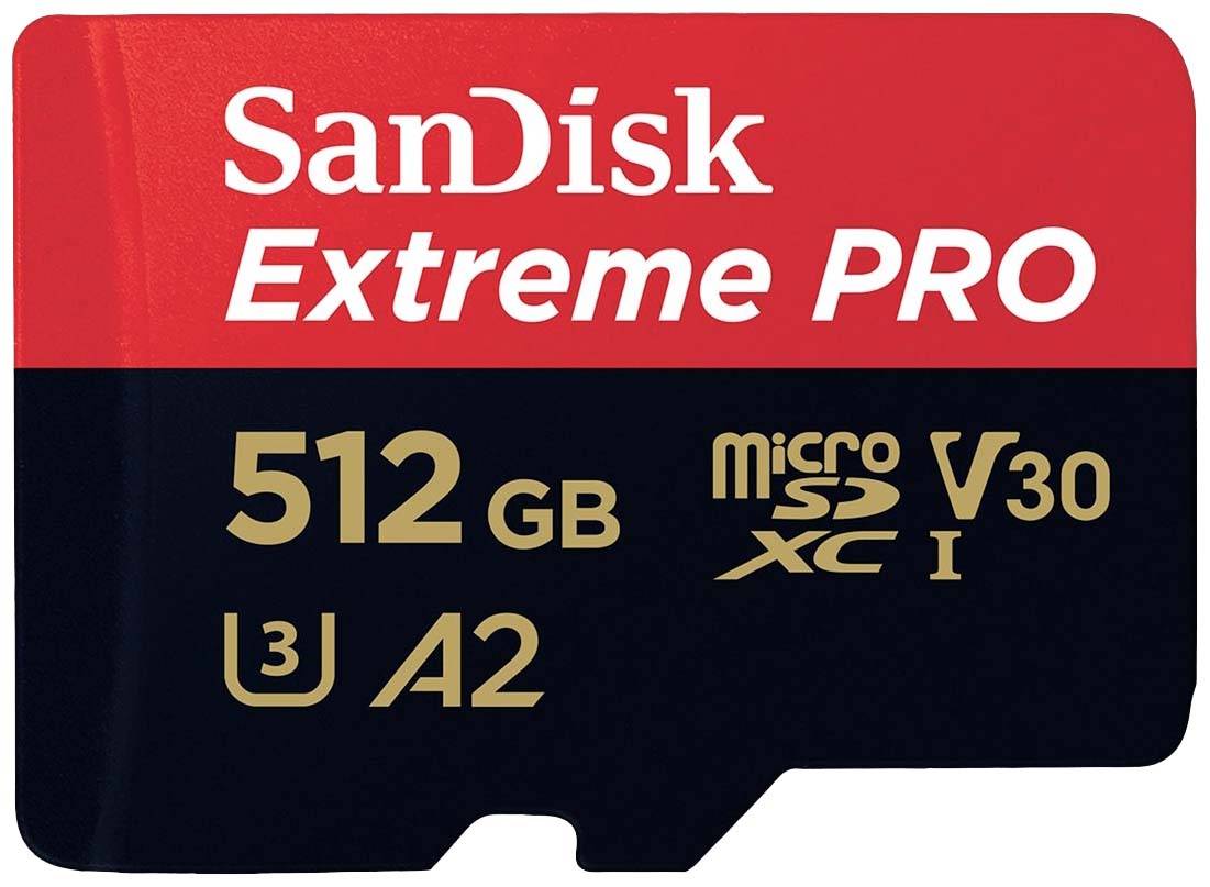 'SanDisk Extreme PRO' Speicherkarte mit 512 GB. Geeignet für schnelle Datenübertragung und Hochleistungsanwendungen.