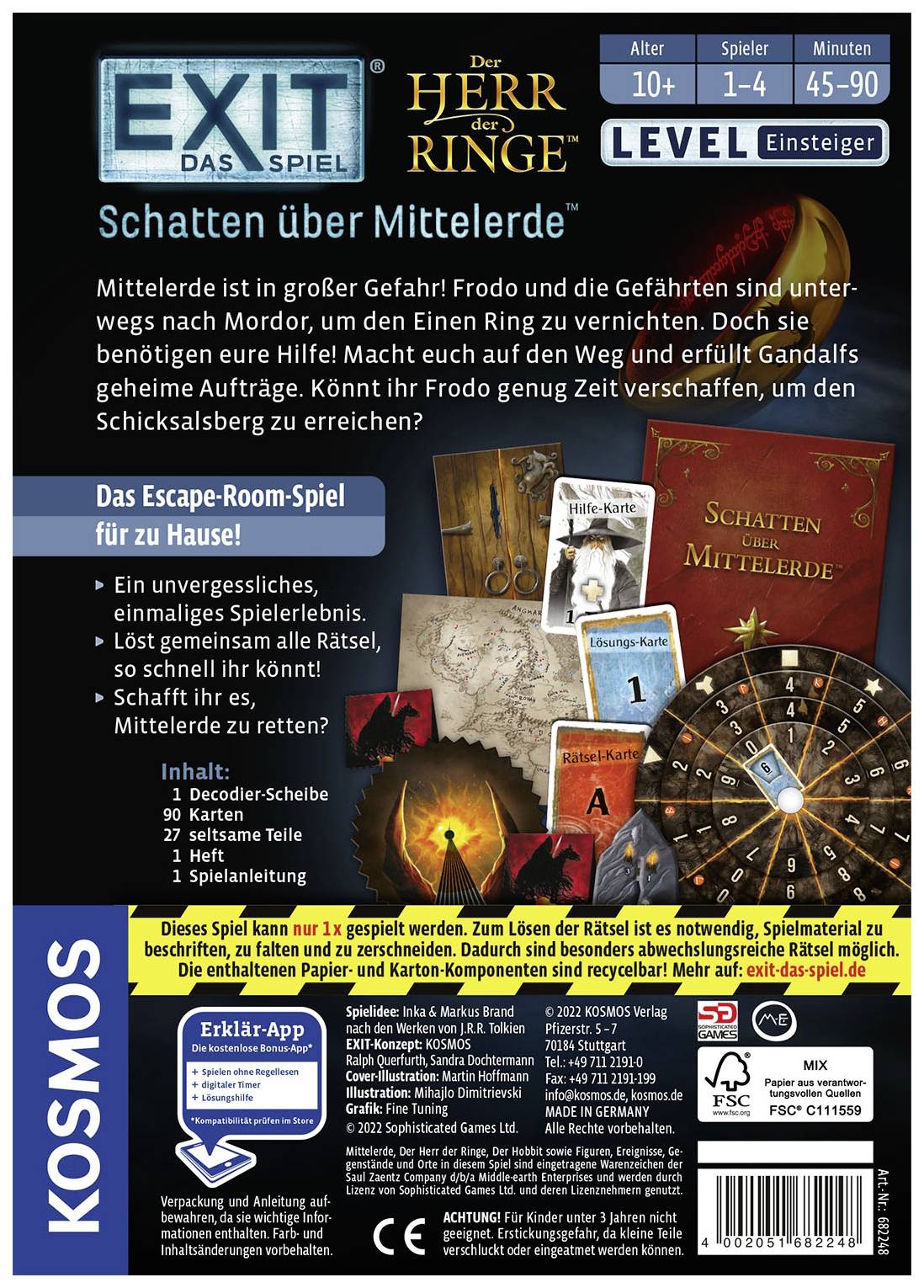 Kosmos EXIT® - Das Spiel: Schatten über Mittelerde™ (E) 682248 Anzahl Spieler (max.): 4