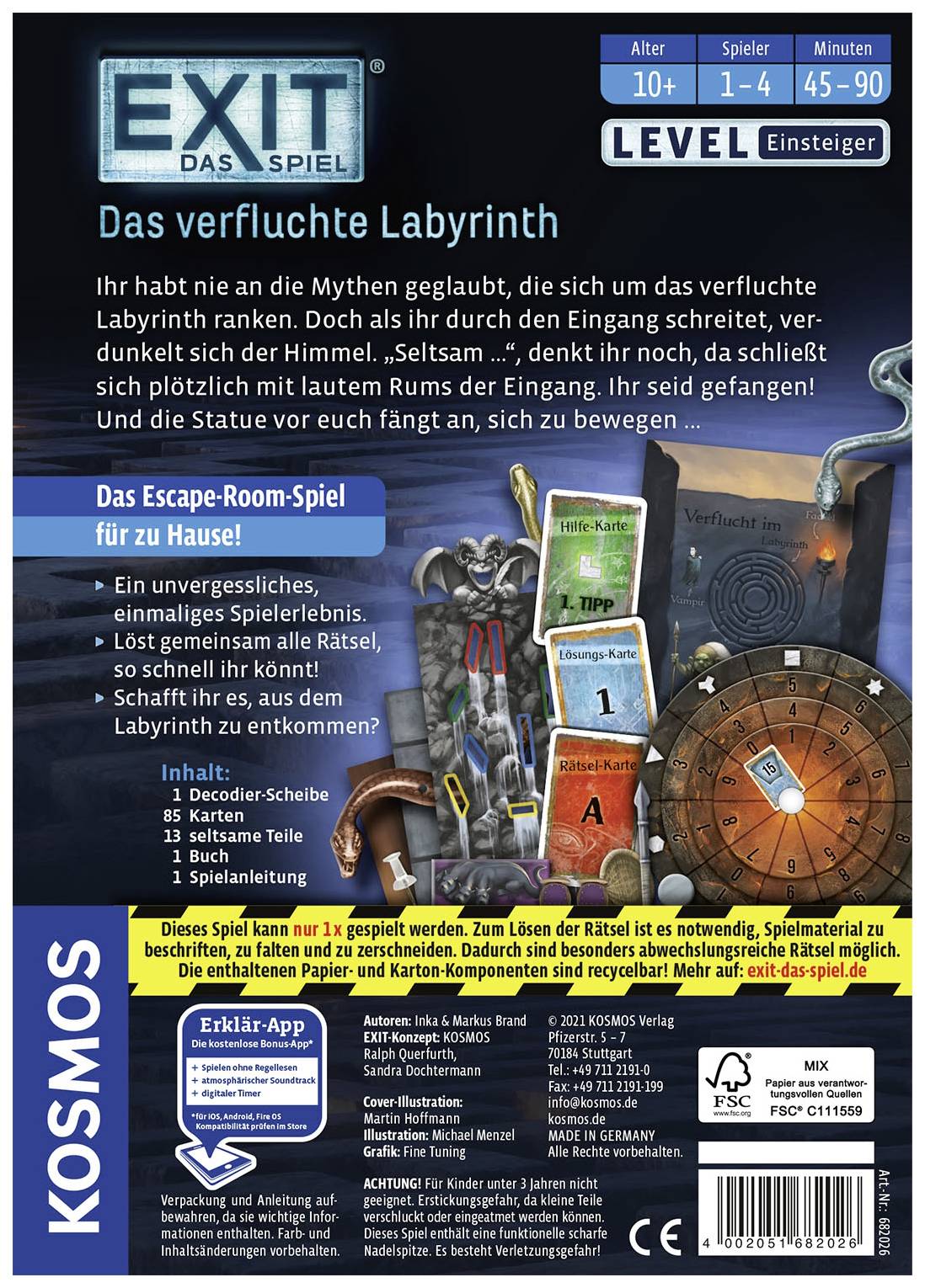 Kosmos EXIT® - Das Spiel: Das verfluchte Labyrinth (E) 682026 Anzahl Spieler (max.): 4
