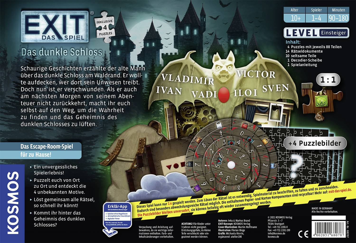 Kosmos EXIT® - Das Spiel + Puzzle: Das dunkle Schloss (E) 680787 Anzahl Spieler (max.): 4