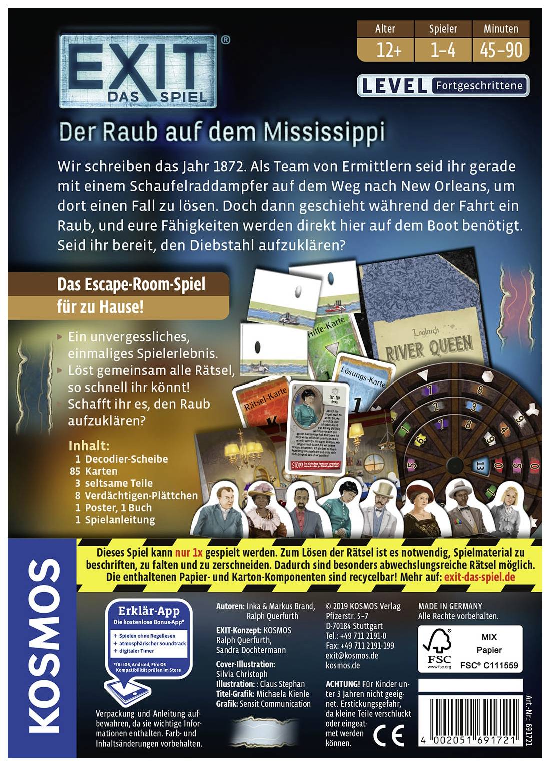 Kosmos EXIT® - Das Spiel: Der Raub auf dem Mississippi (F) 691721 Anzahl Spieler (max.): 4