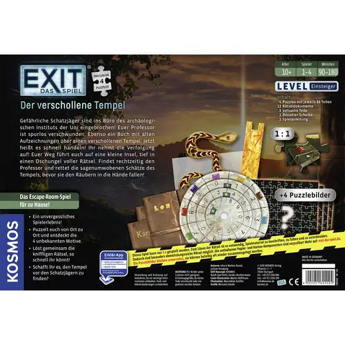 Kosmos EXIT® - Das Spiel + Puzzle: Der verschollene Tempel (E) 692094 Anzahl Spieler (max.): 4 Kosmos EXIT® - Das Spiel + Puzzle: Der verschollene Tempel (E) 692094 Anzahl Spieler (max.): 4