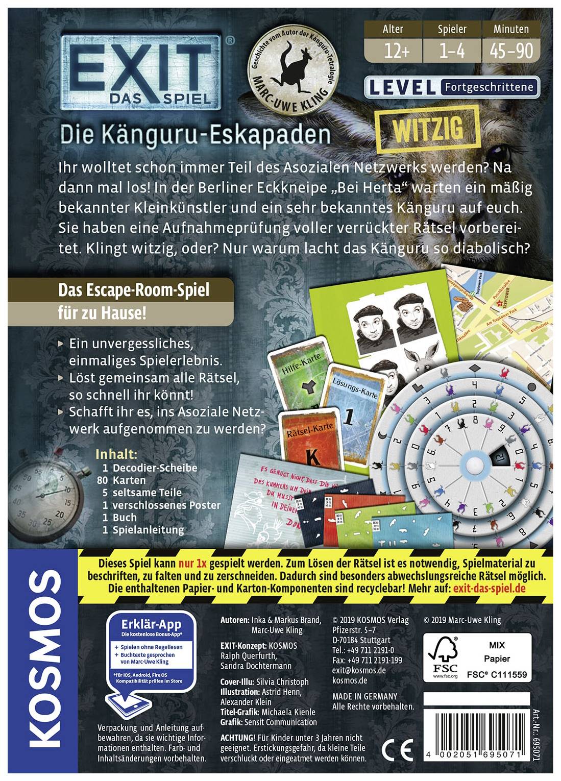 Kosmos EXIT® - Das Spiel: Die Känguru-Eskapaden (F) 695071 Anzahl Spieler (max.): 4