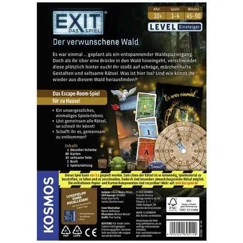 Kosmos EXIT® - Das Spiel: Der verwunschene Wald (E) 695149 Anzahl Spieler (max.): 4 Kosmos EXIT® - Das Spiel: Der verwunschene Wald (E) 695149 Anzahl Spieler (max.): 4
