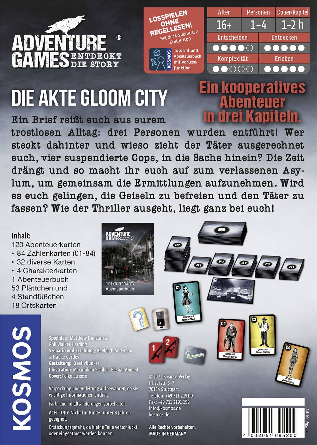 Kosmos Adventure Games - Die Akte Gloom City 695200 Anzahl Spieler (max.): 4
